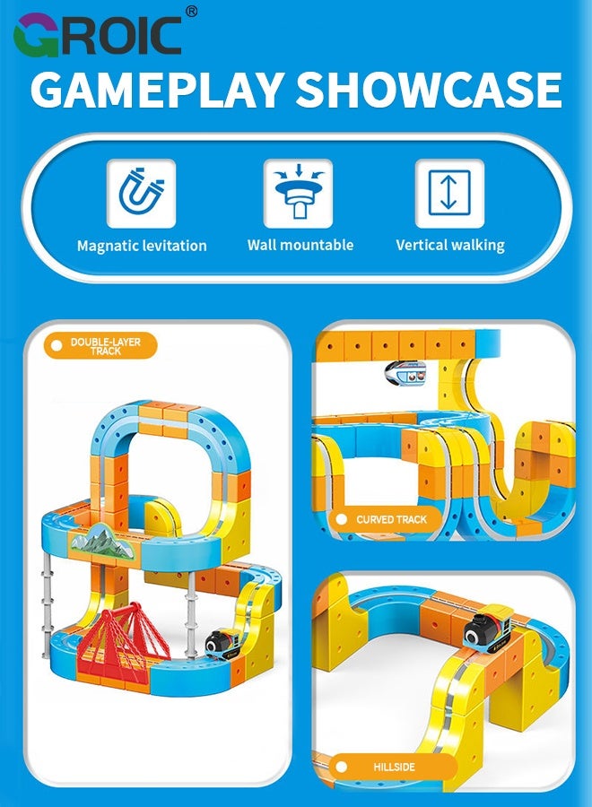 GROIC 67Pcs 3D Infinity Cube Track Magnetic Electric Train Set for Kids 3 4 5 6 7 8, 3D Flexible Race Track Gravity Defying Train Track Stem Learning Toy for Toddlers, DIY Montessori Building Kits - Image 3